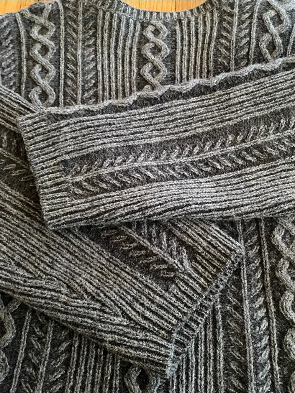Fisherman Out of Ireland Wool Cable Knit Sweater Cabincore Timeless Size XXL